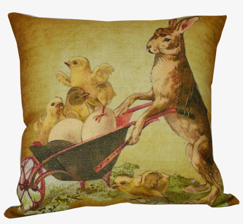 Bunny With Chicks Throw Pillow 14" X 14" - Easter, transparent png download