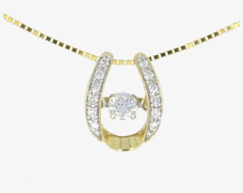 9ct Yellow Gold Diamond Horse Shoe & Chain - Rising Tone, transparent png download