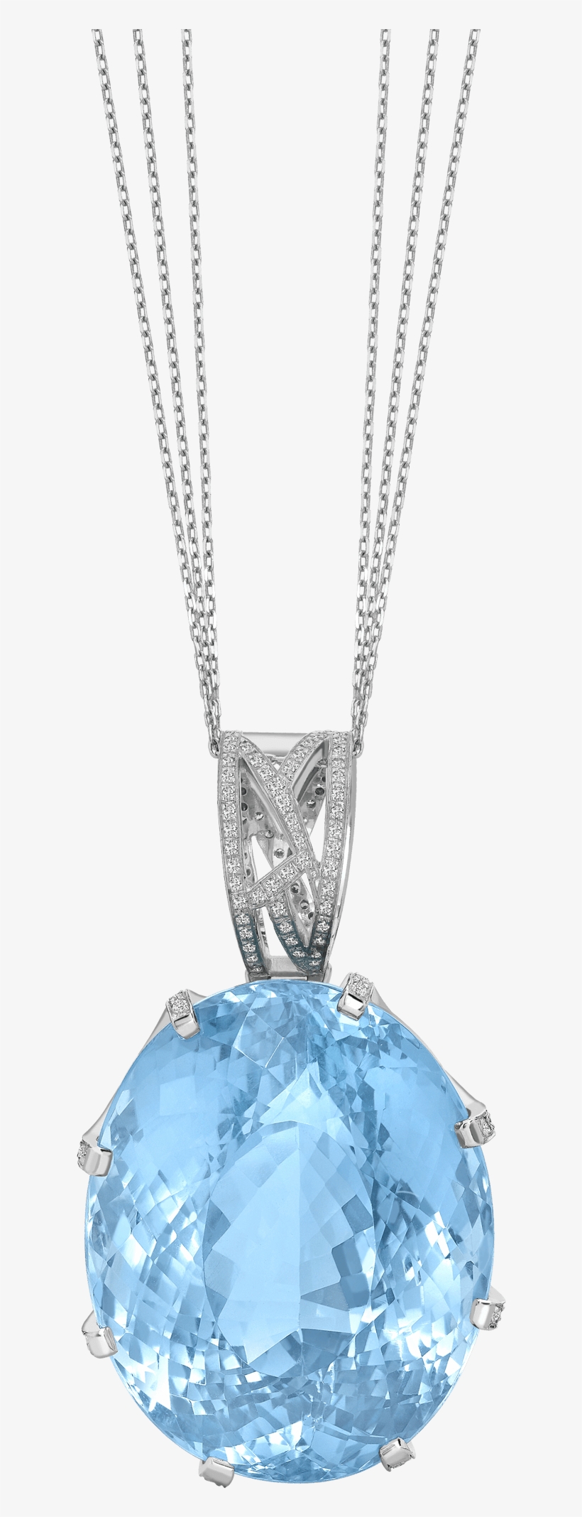 34ct Blue Topaz & Diamond Mount Pendant With Chain - Locket, transparent png download