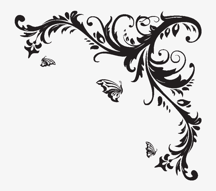 Stickers Muraux Design Sticker Mural Coin Floral Et - Arabesque Coin Floral, transparent png download