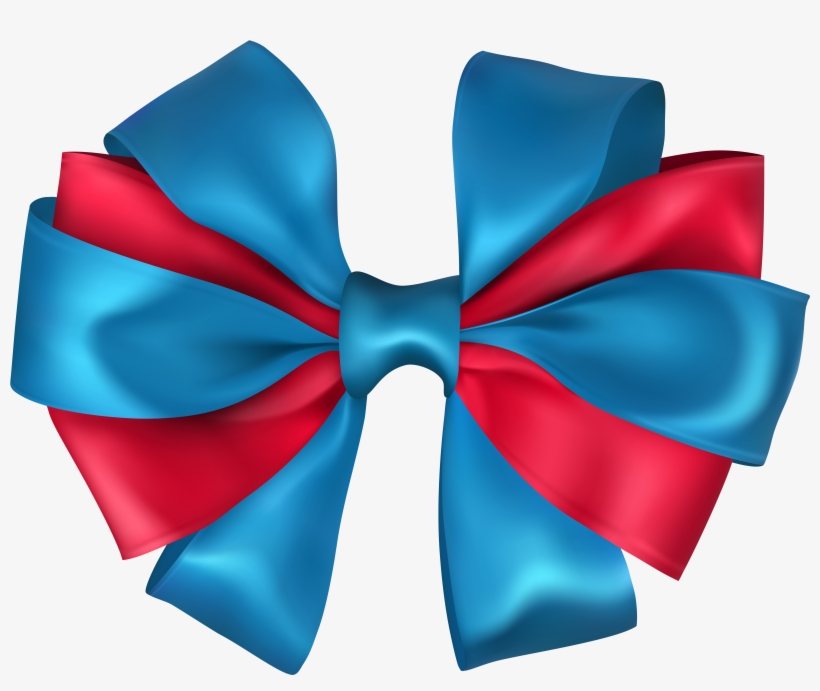Bow Blue Red Png Clip Art Image - Pink And Blue Bow, transparent png download