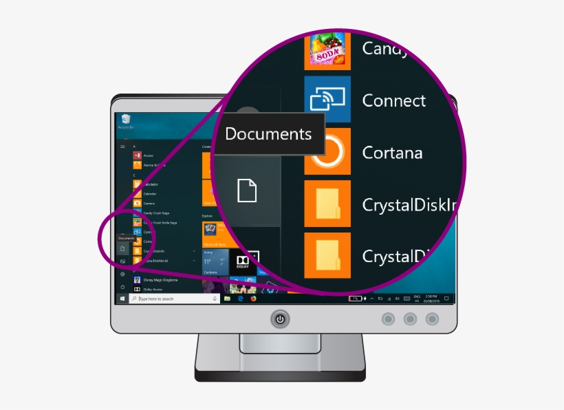 A Close Up Of The Documents Icon On A Desktop Computer - Led-backlit Lcd Display, transparent png download