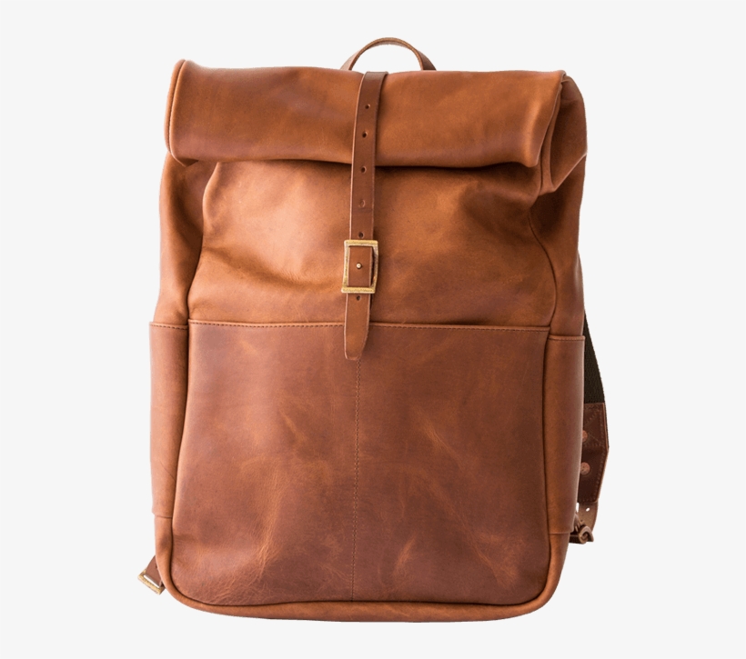 Brown Leather Backpack Transparent Image - Leather, transparent png download