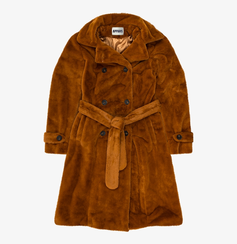 Nicole Chestnut Faux Fur Trench Coat - Overcoat, transparent png download