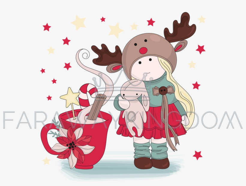 Girl Congratulation Tilda Doll New Year Vector Illustration - Vector Graphics, transparent png download