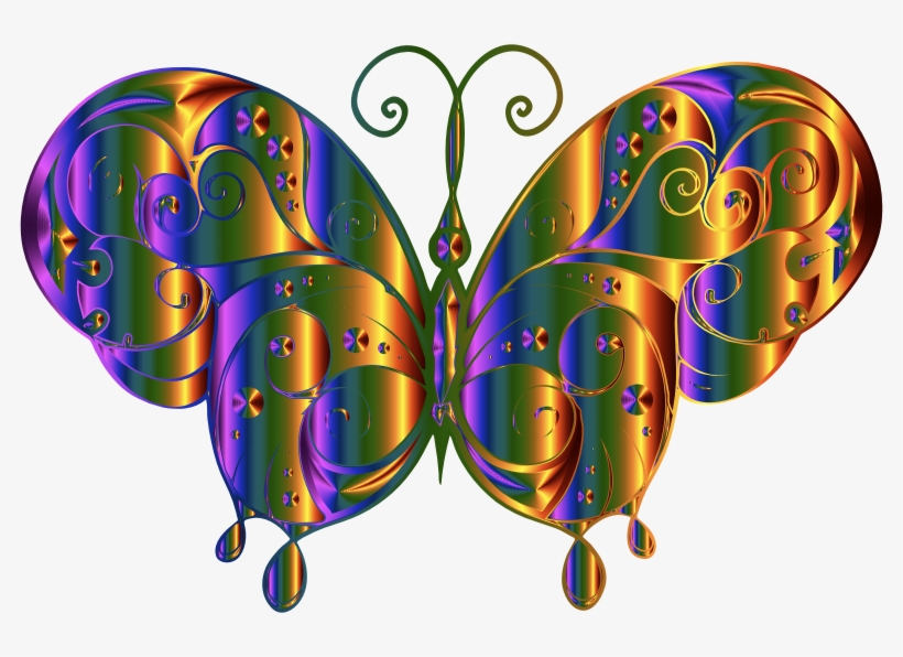 Flourish Butterfly Silhouette Chromatic - Illustration, transparent png download