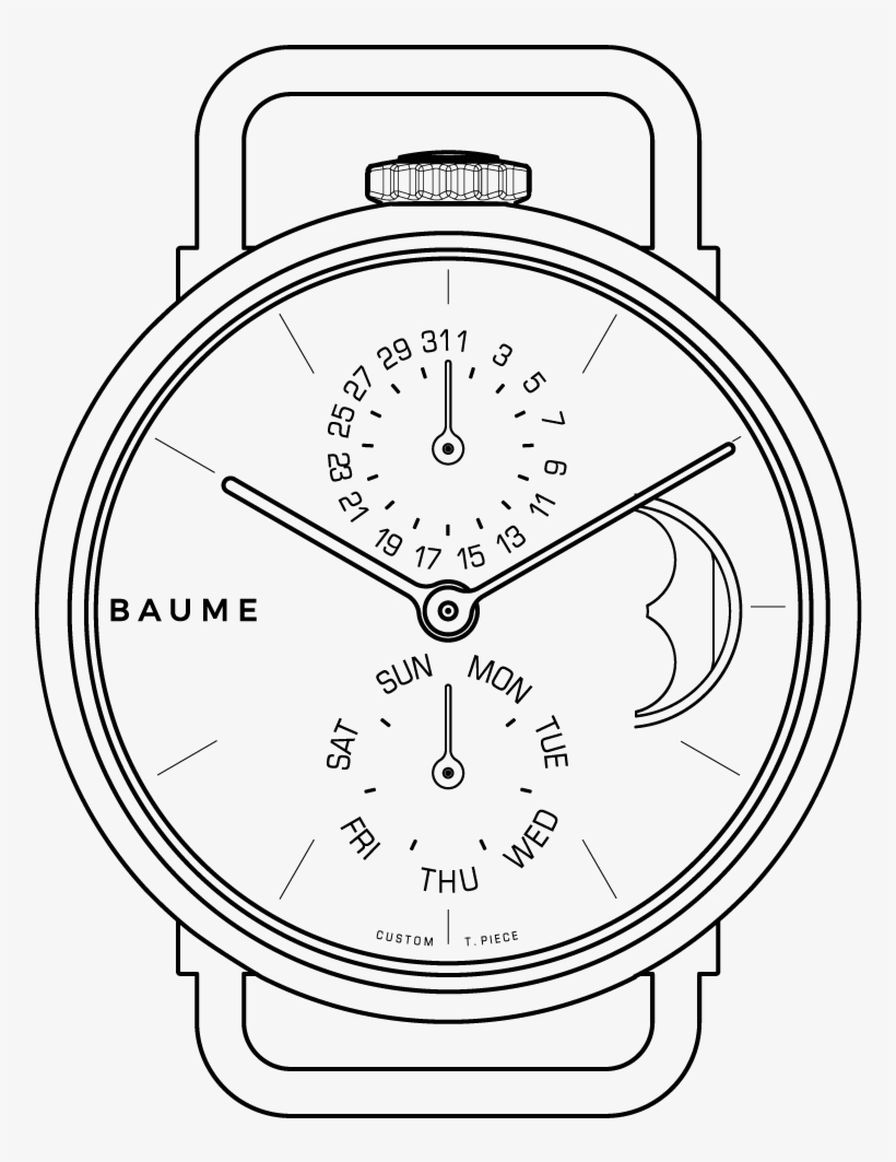 Custom Timepiece 35mm Moonphase - Line Art, transparent png download