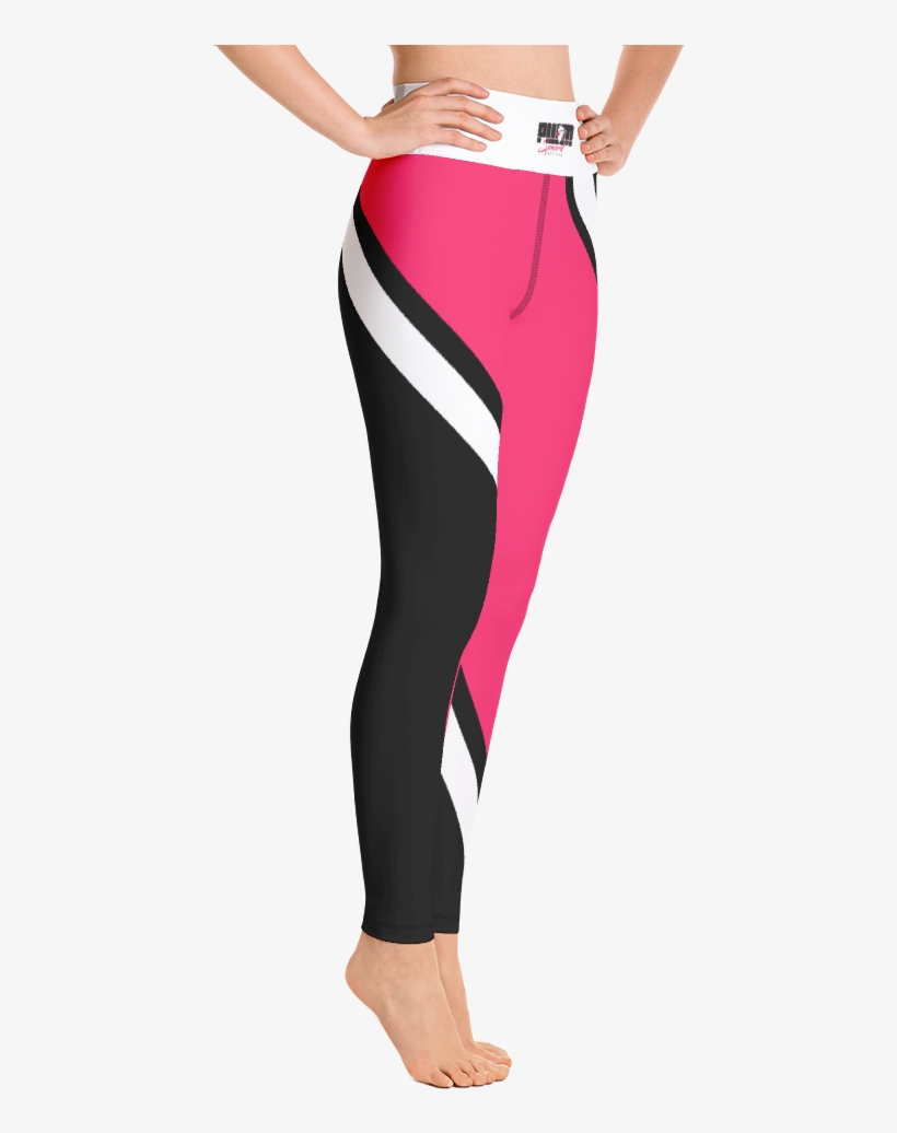 Pwm Olympic Gym Leggings White Waistband, Pink, Black - Yoga Pants, transparent png download
