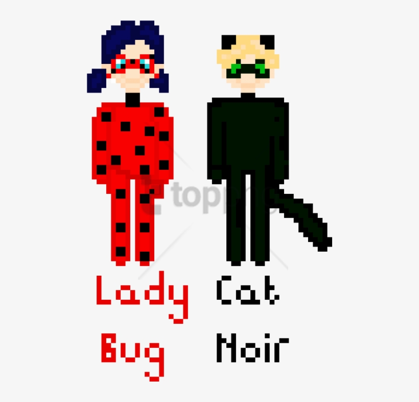 Free Png Download Lady Bug And Cat Noir From Miraculous - Lady Bug Pixel Art, transparent png download