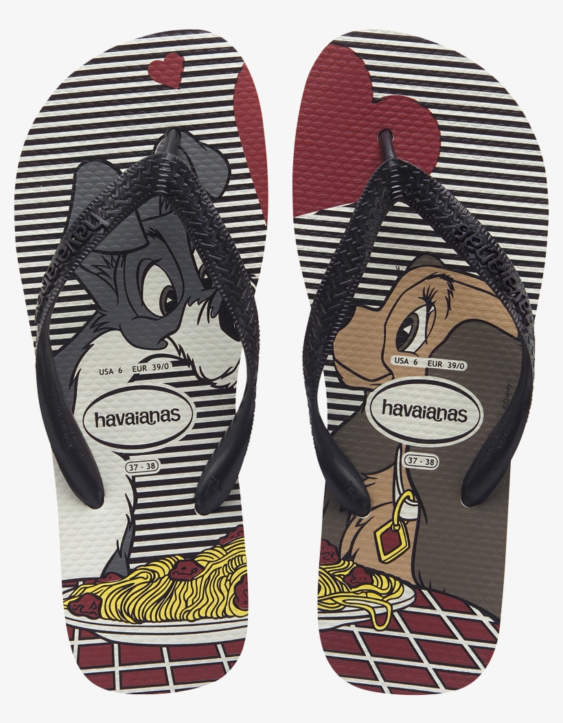 Havaianas Lady And The Tramp Valentines Day Flip Flops - Disney Havaianas Adults, transparent png download