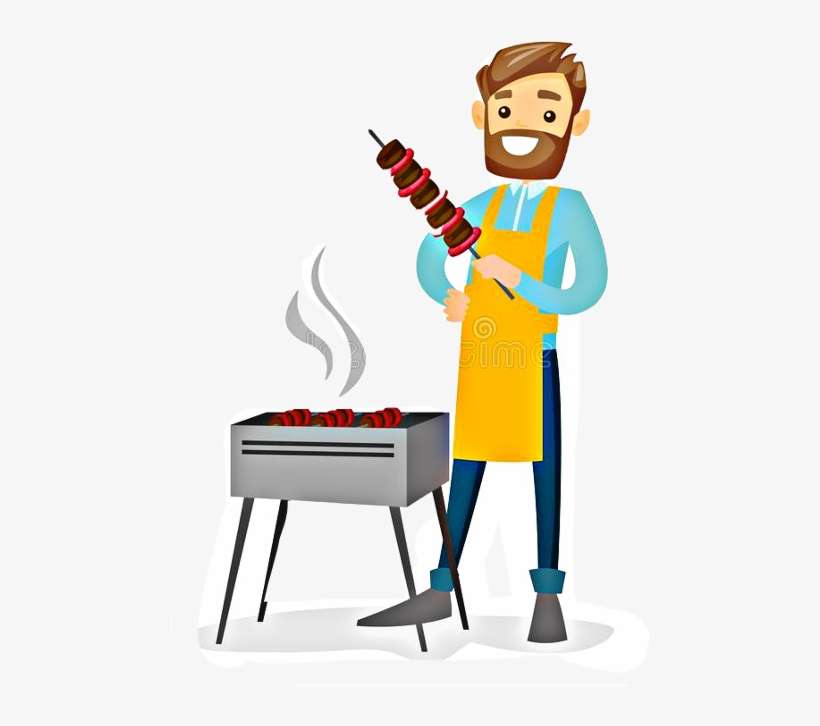 White Man Grilling Cartoon, transparent png download
