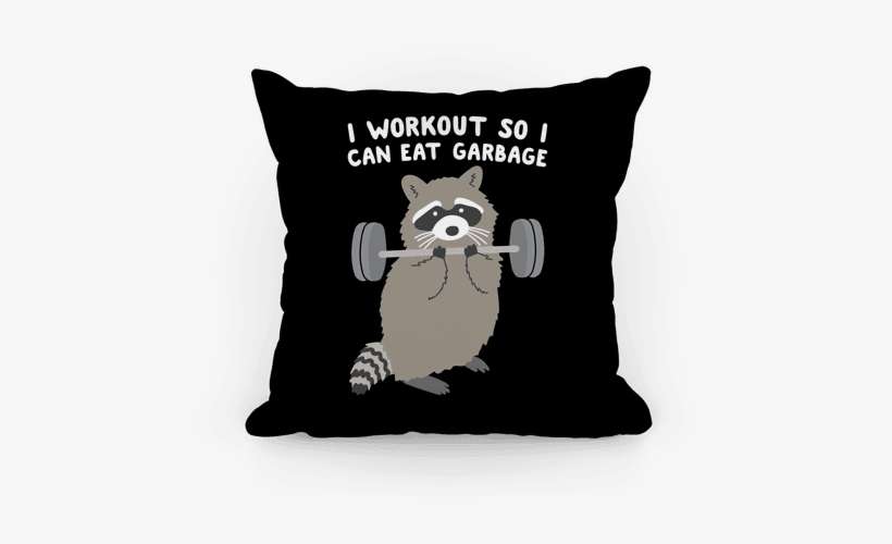I Workout So I Can Eat Garbage Raccoon Pillow - She's Beauty She's Grace She Ll Punch You In The Face, transparent png download