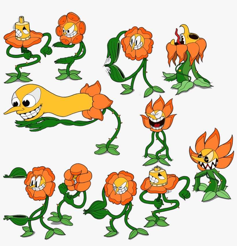 Sheet Of Cagney Carnation - Cuphead Cagney Carnation Toys, transparent png download