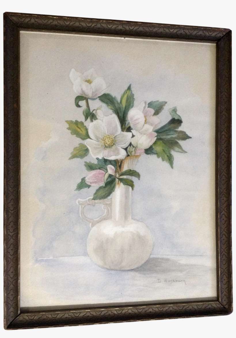 Dora Washburn, Still Life Magnolia Floral Watercolor - Picture Frame, transparent png download
