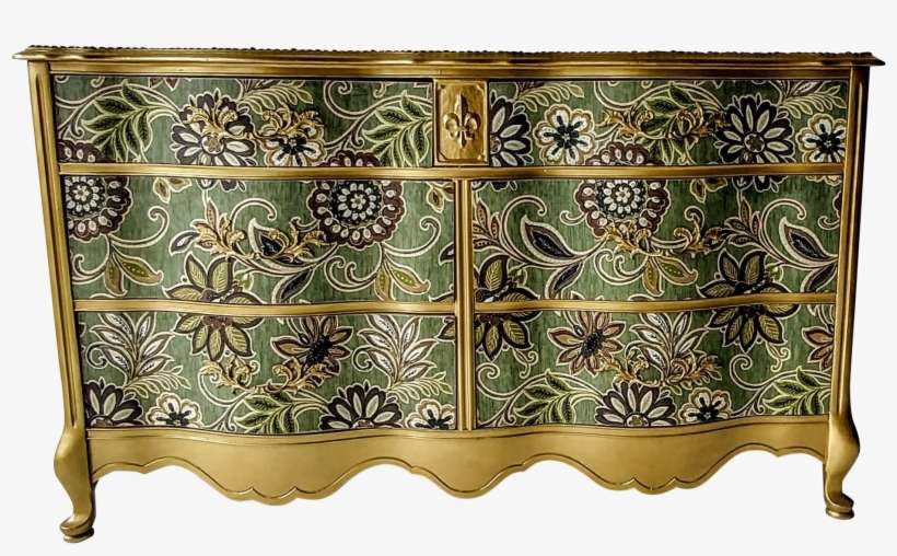 Fabric, Gold Metallic Accents, And Nail Head Trim - Sideboard, transparent png download