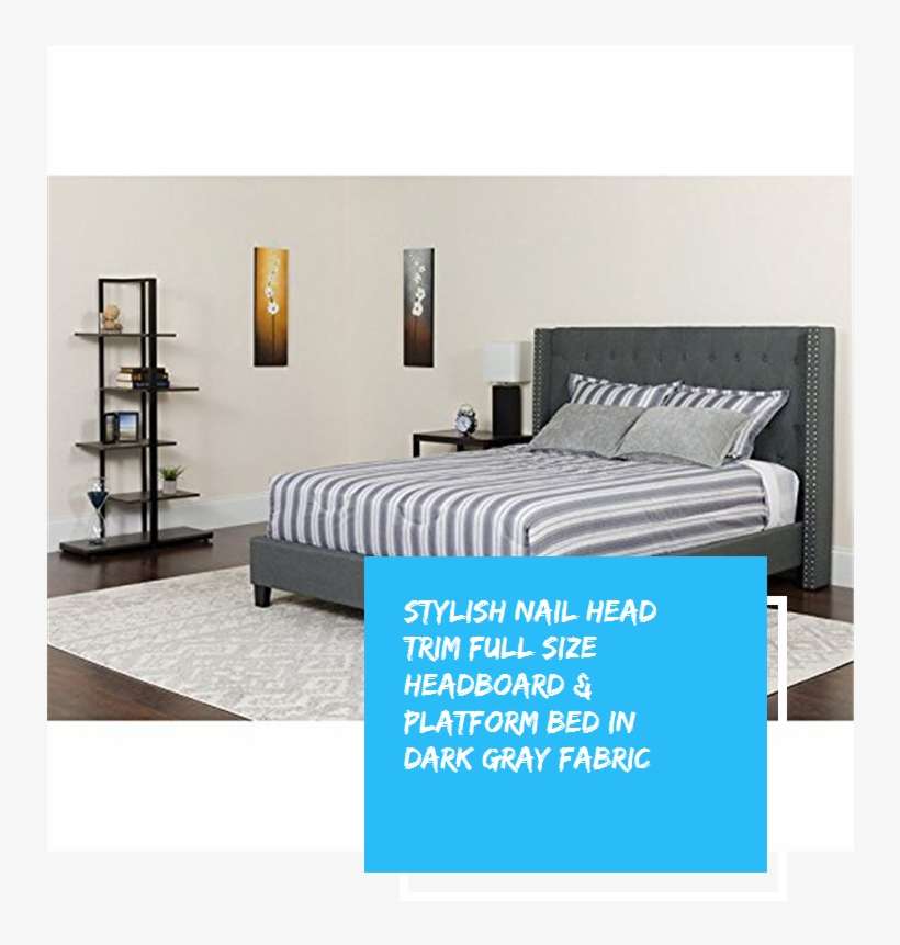 Stylish Nail Head Trim Full Size Headboard & Platform - Mattress, transparent png download