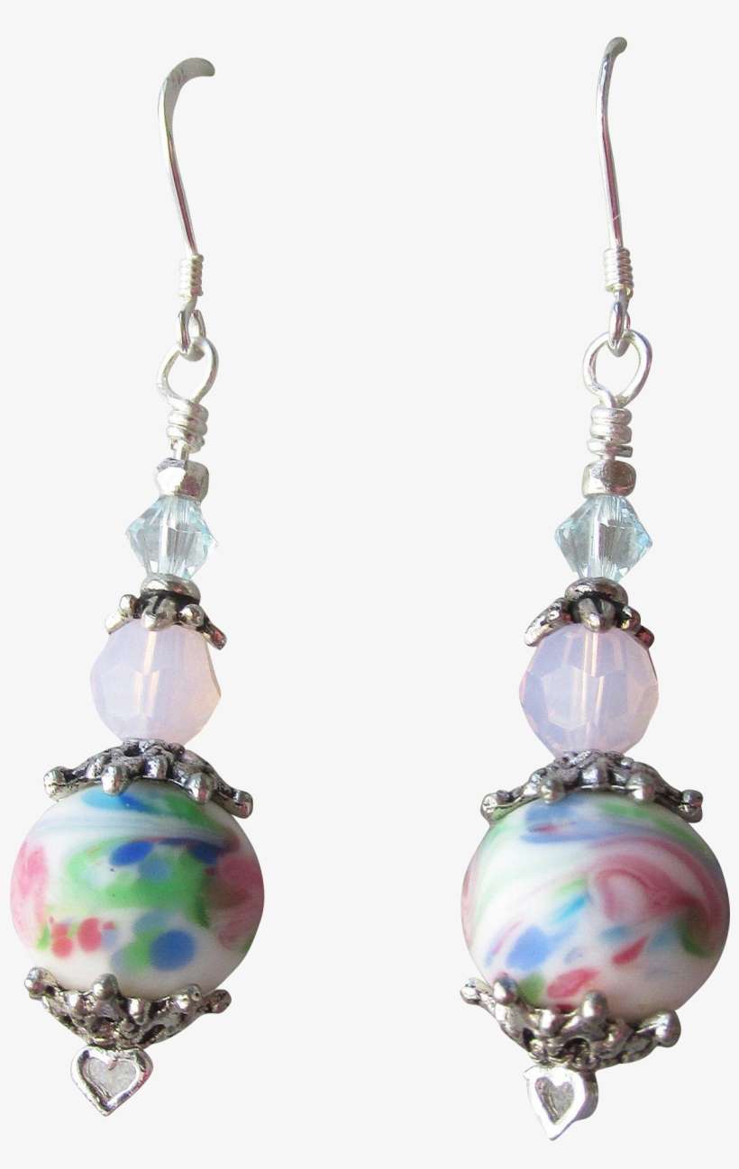 "my Secret Garden" Art Glass Artisan Earrings, "watercolor - Earrings, transparent png download