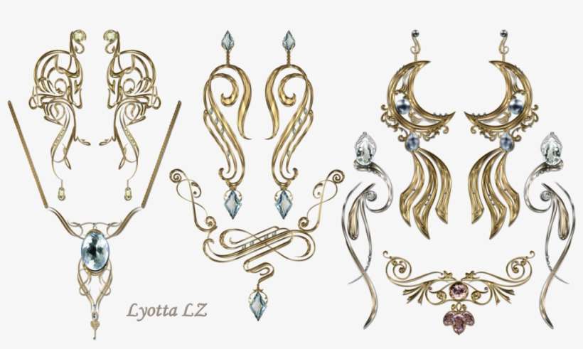 Vintage With Gems Victorian Necklace And Earrings - Jewelry Deviantart, transparent png download
