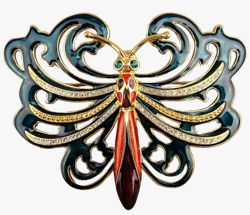 Cindy Adams Big Enamel Rhinestone Dragonfly Pin - Brooch, transparent png download