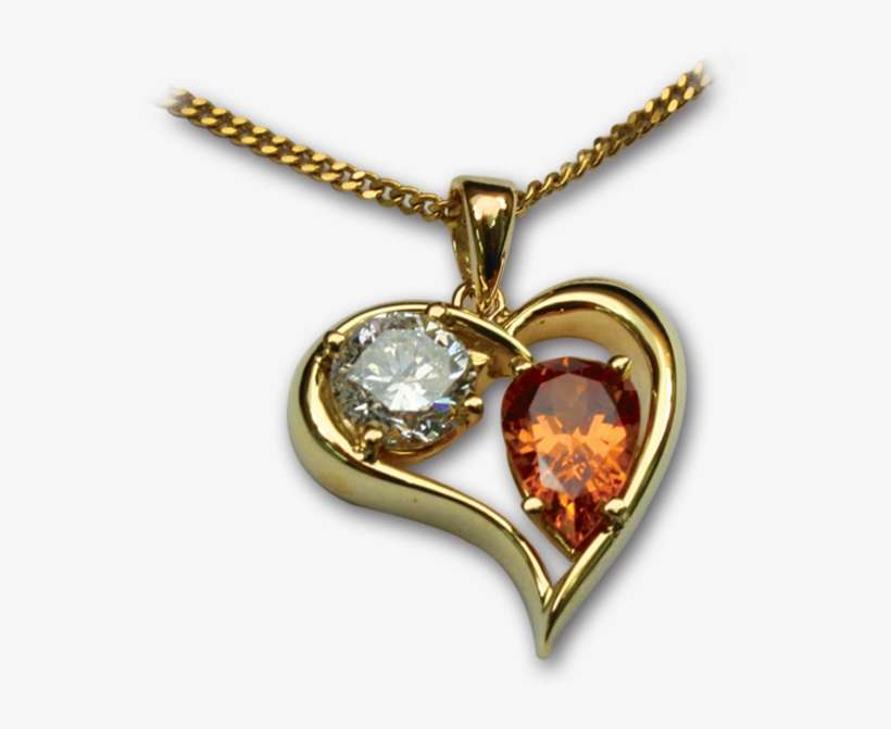 Pendant 18k Yellow Gold Diamond And Spessartite Garnet - Jewelry Pendant Png, transparent png download