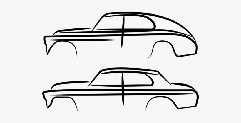 Compact Car Silhouette Classic Car Vintage Car - Classic Car Silhouette Line, transparent png download