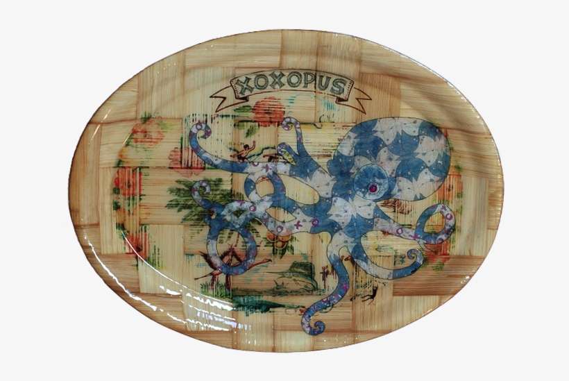A Wooden Oval Tray With A Vintage Style Decoupage "xoxo" - Porcelain, transparent png download