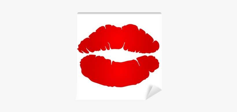 Lipstick Kiss On White Background Wall Mural • Pixers® - Red Lipstick Kiss On White Background, transparent png download