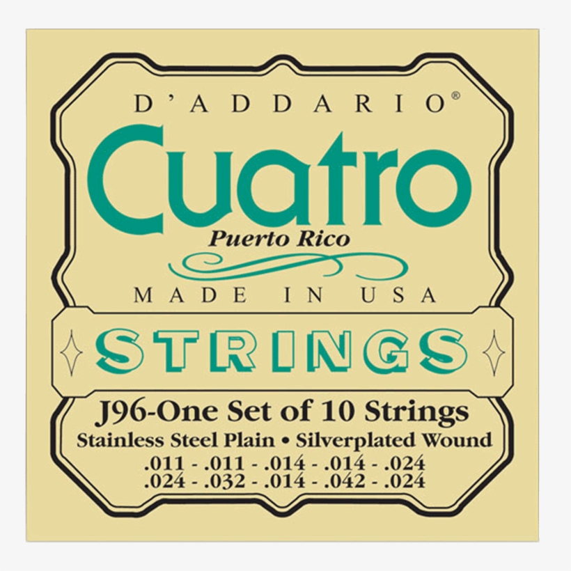 D'addario J96 Cuatro Puerto Rico Strings - Poster, transparent png download