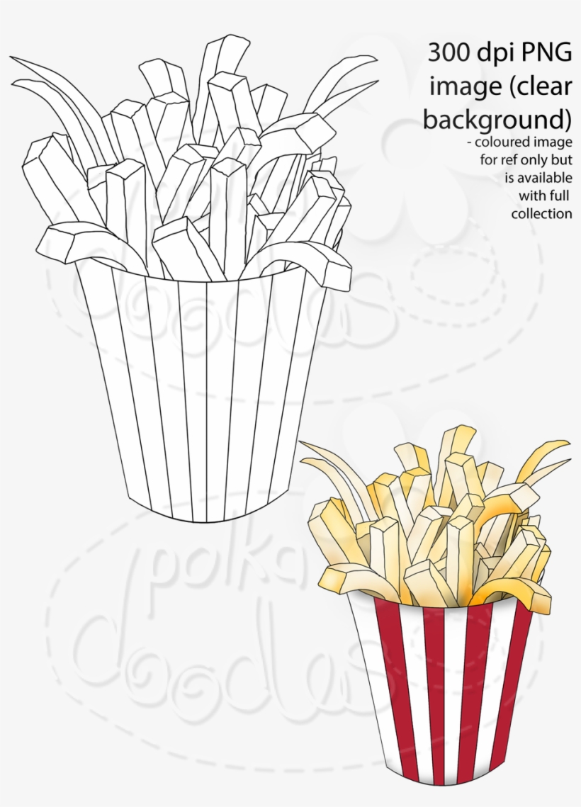 Fries Digital Stamp - Line Art, transparent png download