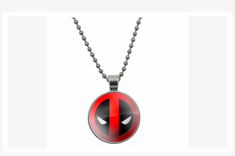 Deadpool Red And Black Glass Cabochon Pendant Necklace - Necklace, transparent png download