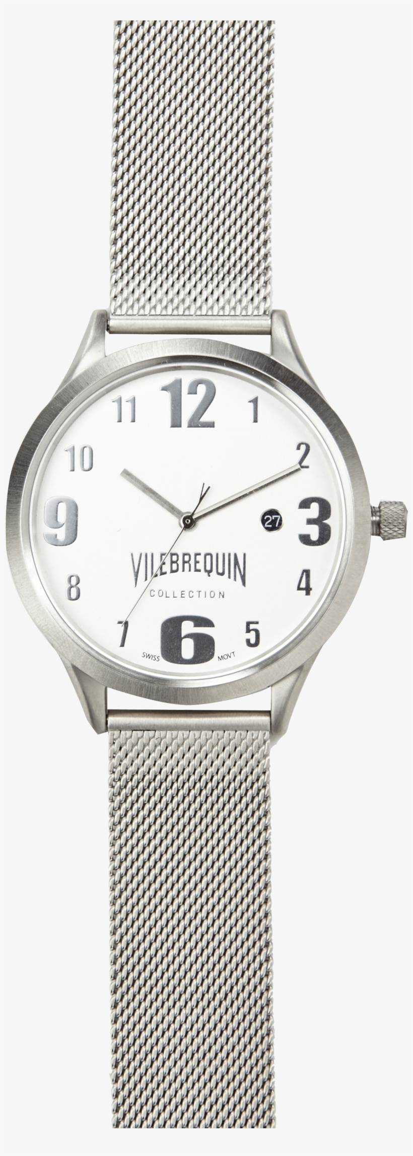 Metal Mesh Silver Watch - Analog Watch, transparent png download