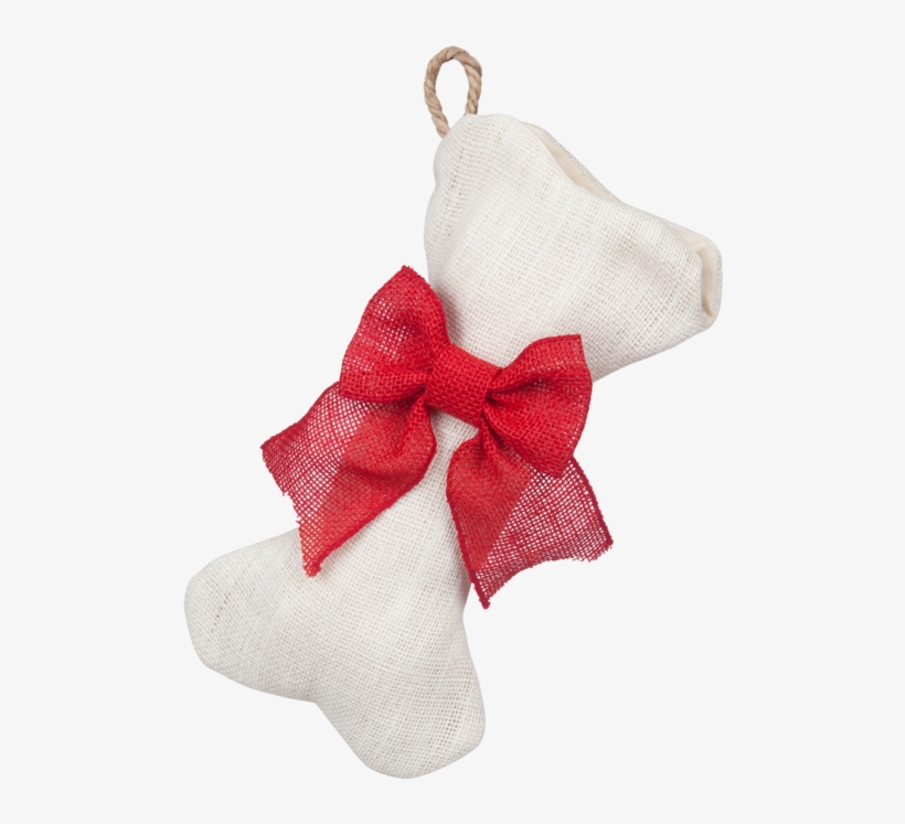 Mini-bone White Burlap Stocking With Optional Bow - Christmas Stocking, transparent png download