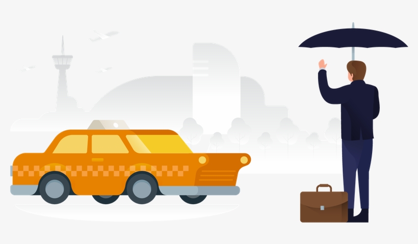 Hailing A Taxi Illustration, transparent png download