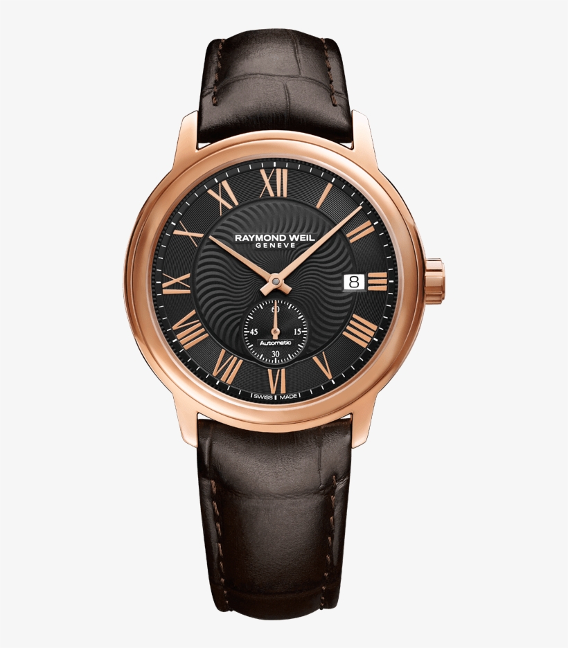 Maestro Men's Automatic Rose Gold Brown Leather Watch, - Baume Et Mercier Moa 10061, transparent png download