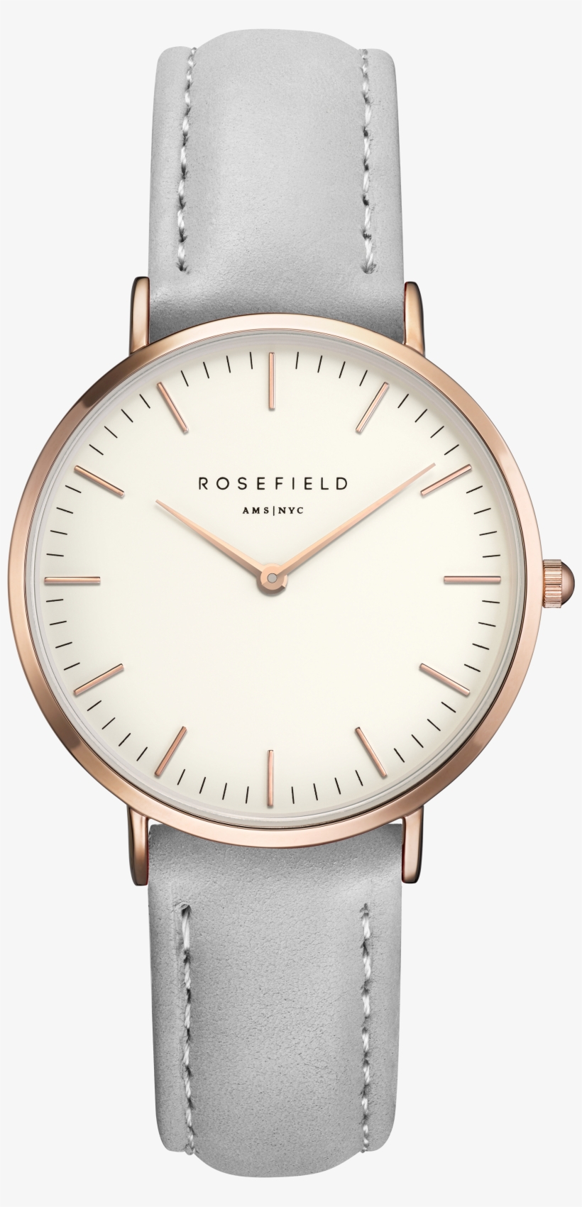 Rose Gold Women's Watch - Watch Grey Leather Strap, transparent png download