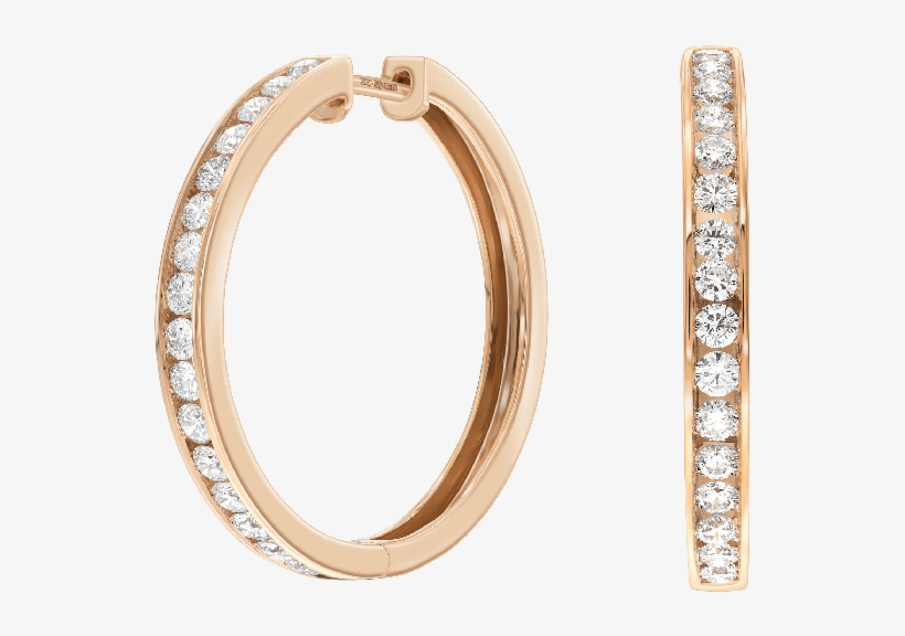 Channel Set Round Brilliant Diamond Hoop Earrings Set, transparent png download