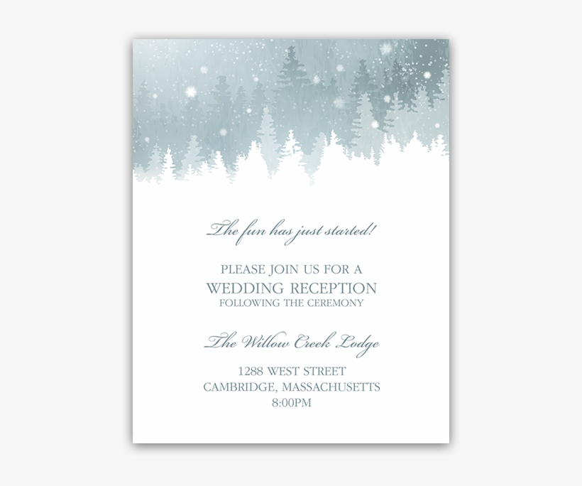 Rustic Snowflake Winter Wedding Reception Insert Card - Darkness, transparent png download