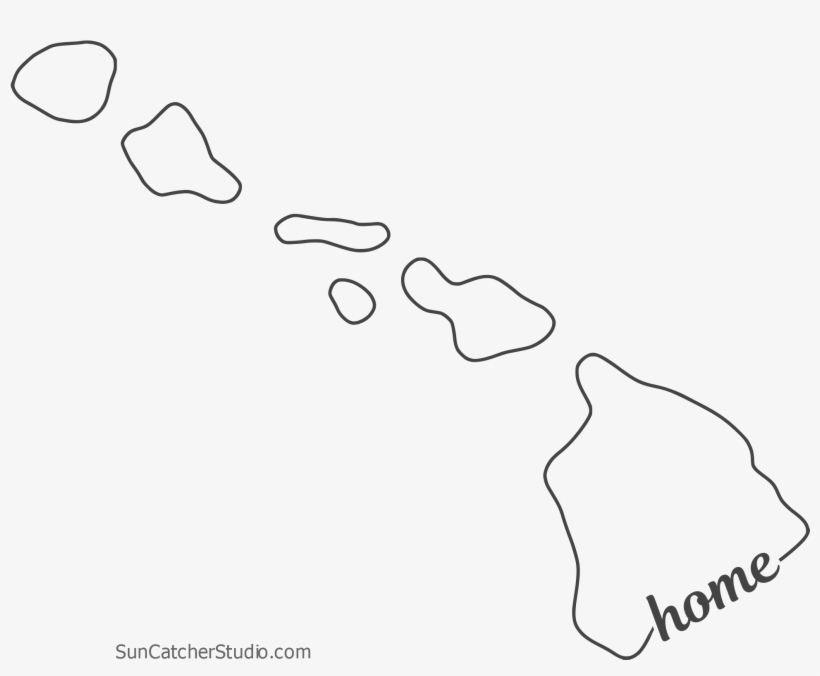 Free Hawaii Outline With Home On Border, Cricut Or - Line Art, transparent png download