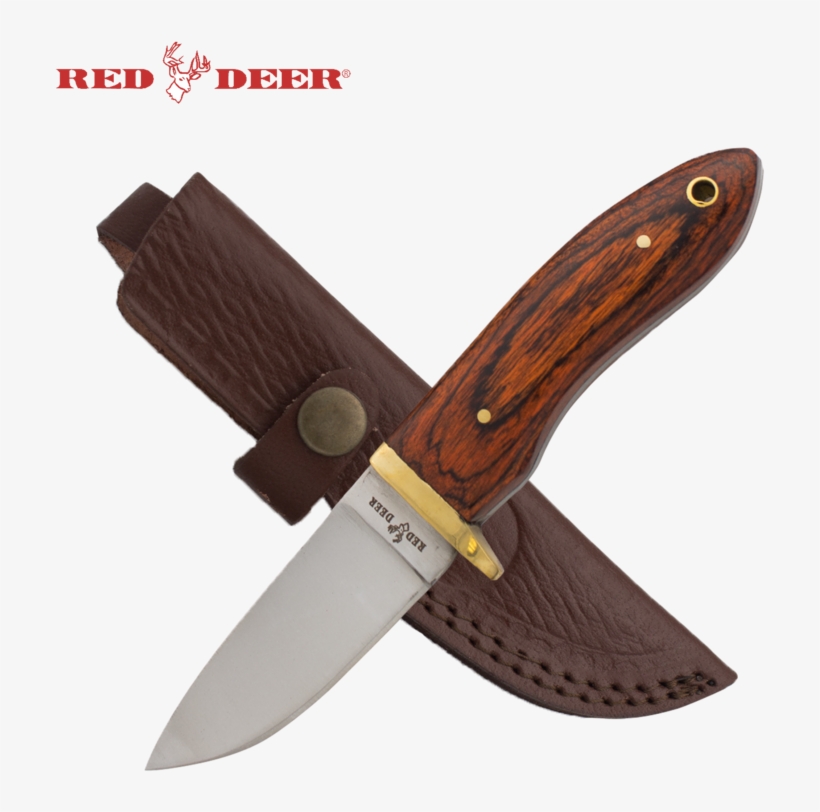 5inch Red Deer Red Natural Wood Handle Hunting Knife - Hunting Knife, transparent png download