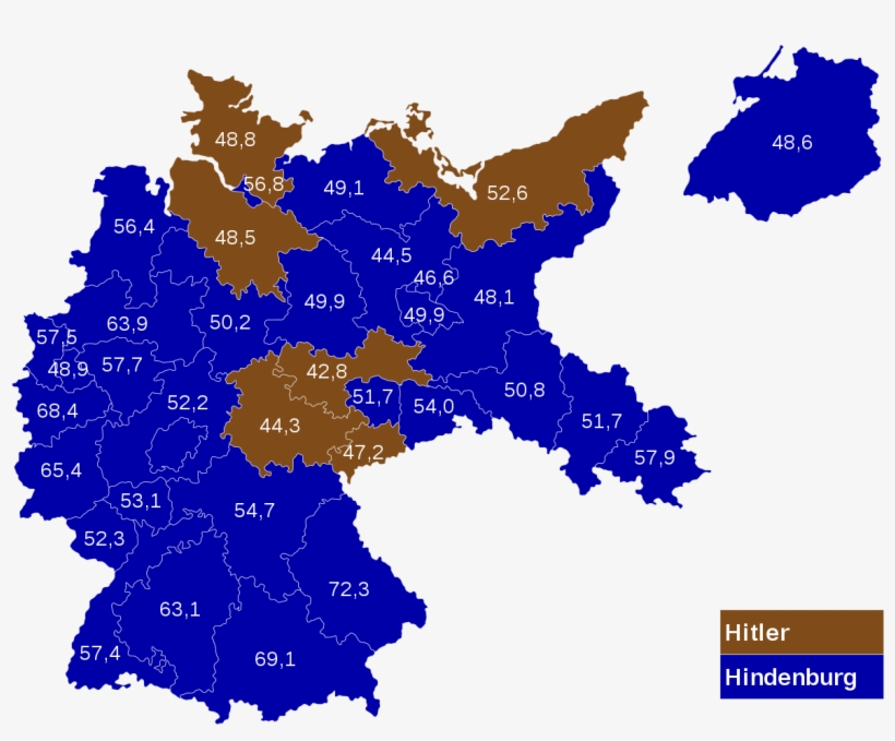 1932 German Presidential Election - German Election Map 1933, transparent png download
