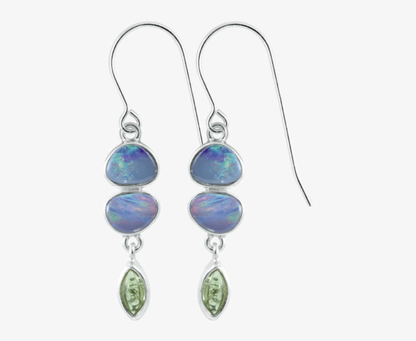 Opal & Amethyst Sterling Silver Earrings - Earrings, transparent png download
