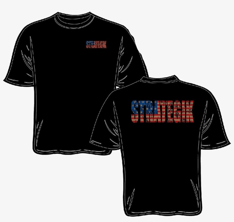Men's Black Strategik Murica - Active Shirt, transparent png download