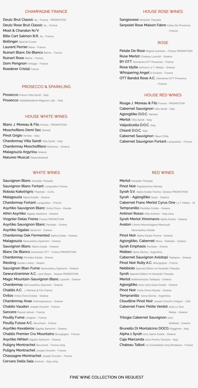 La Cucina Wine List No Prices - Jpeg, transparent png download