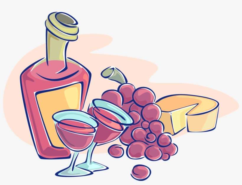 Bottle Glasses Grapes, transparent png download