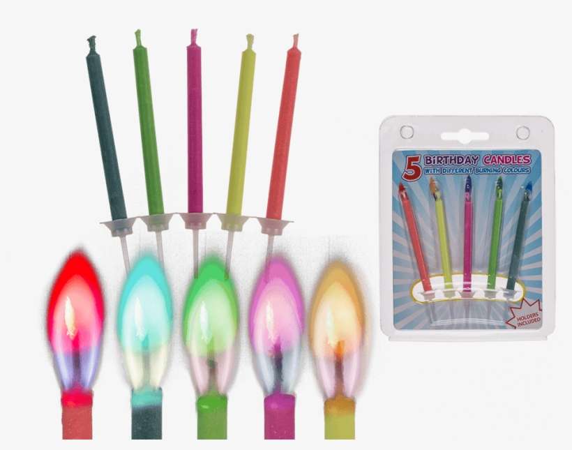5 Birthday Candles With 5 Different Burning Colours - Paint Brush, transparent png download
