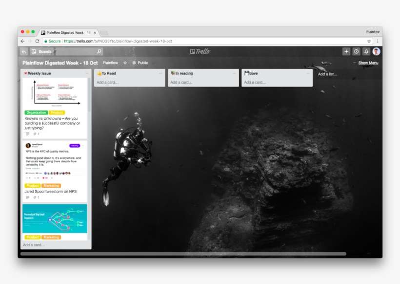 New Weekly Reading List On Trello - Underwater Diving, transparent png download