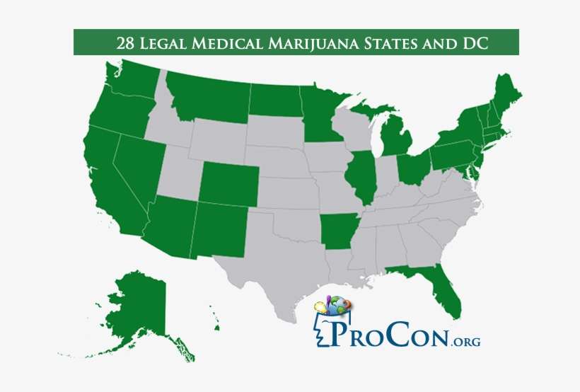 28 Legal Medical Marijuana States And Dc Laws, Fees,, transparent png download