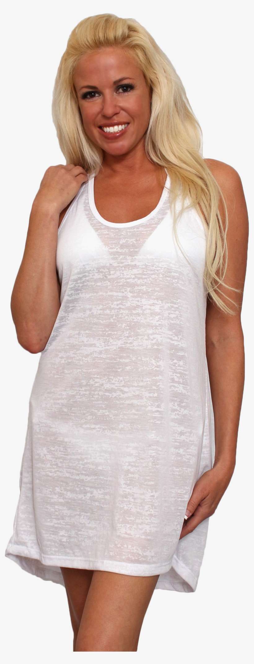 Women's Burnout Tank Swimwear Cover-up Beach Dress - Cocktail Dress, transparent png download
