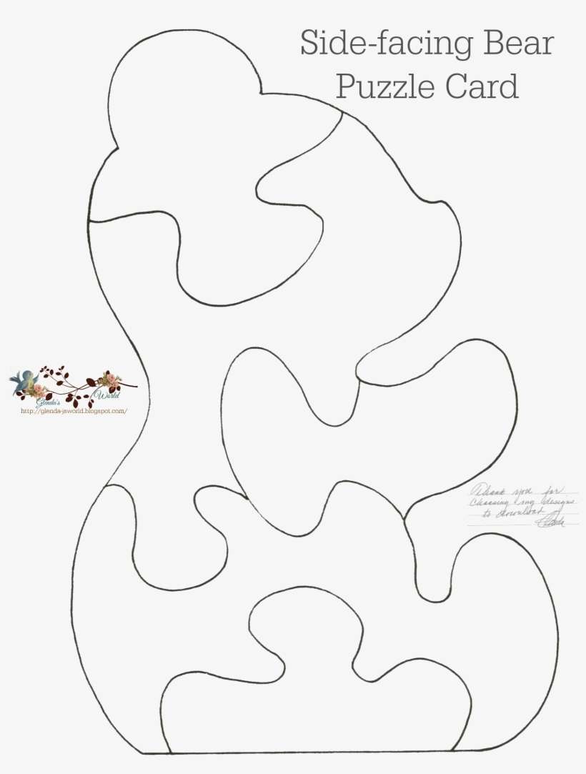 Отображается Файл "side Facing Bear Puzzle Card Template - Free Puzzle Card Templates, transparent png download