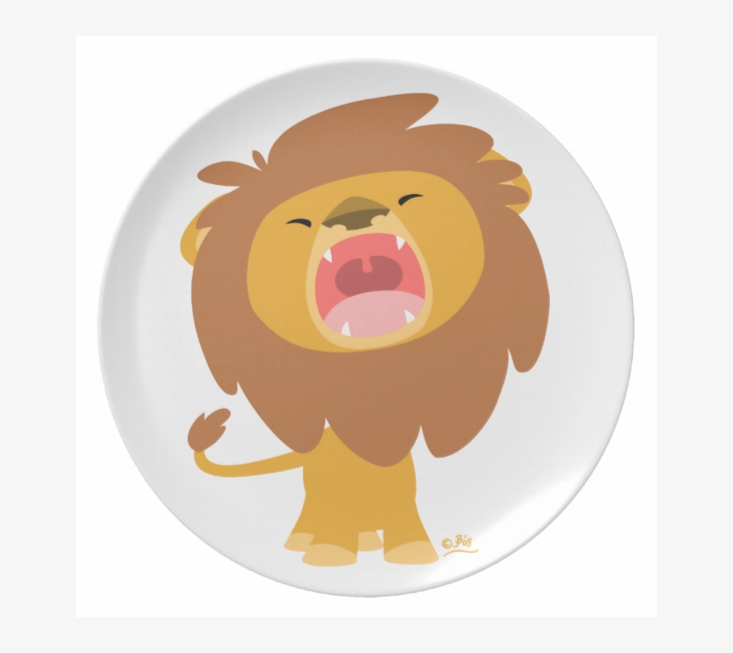 Cute Cartoon Roaring Lion Plate - Cute Cartoon Lion Roaring, transparent png download